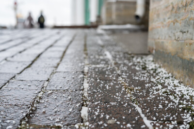 Ice on a walkway
